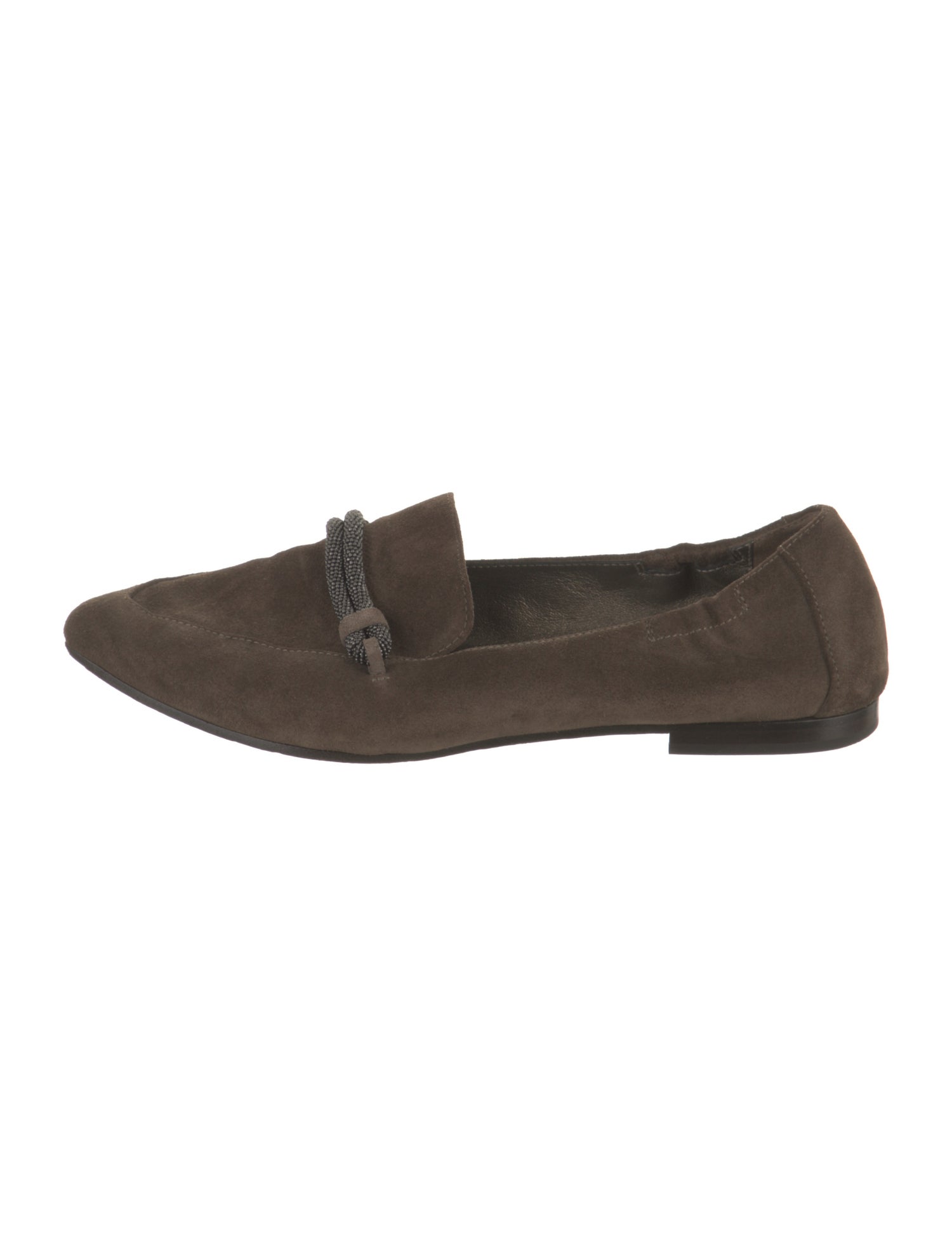 Brunello Cucinelli Suede Beaded Accents Loafers