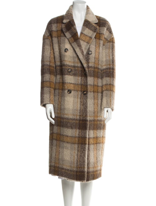 Brunello Cucinelli Alpaca Plaid Print Peacoat