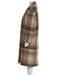 Brunello Cucinelli Alpaca Plaid Print Peacoat