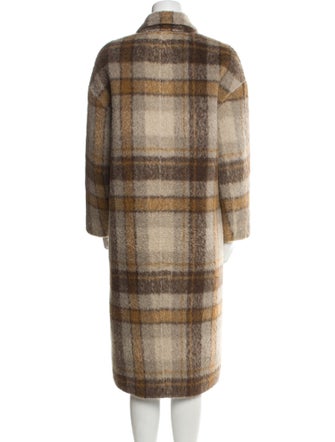 Brunello Cucinelli Alpaca Plaid Print Peacoat