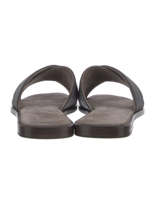 Brunello Cucinelli Suede Beaded Accents Slides