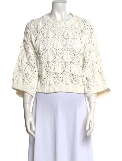 Brunello Cucinelli Lace Pattern Crew Neck Sweater