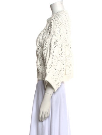 Brunello Cucinelli Lace Pattern Crew Neck Sweater