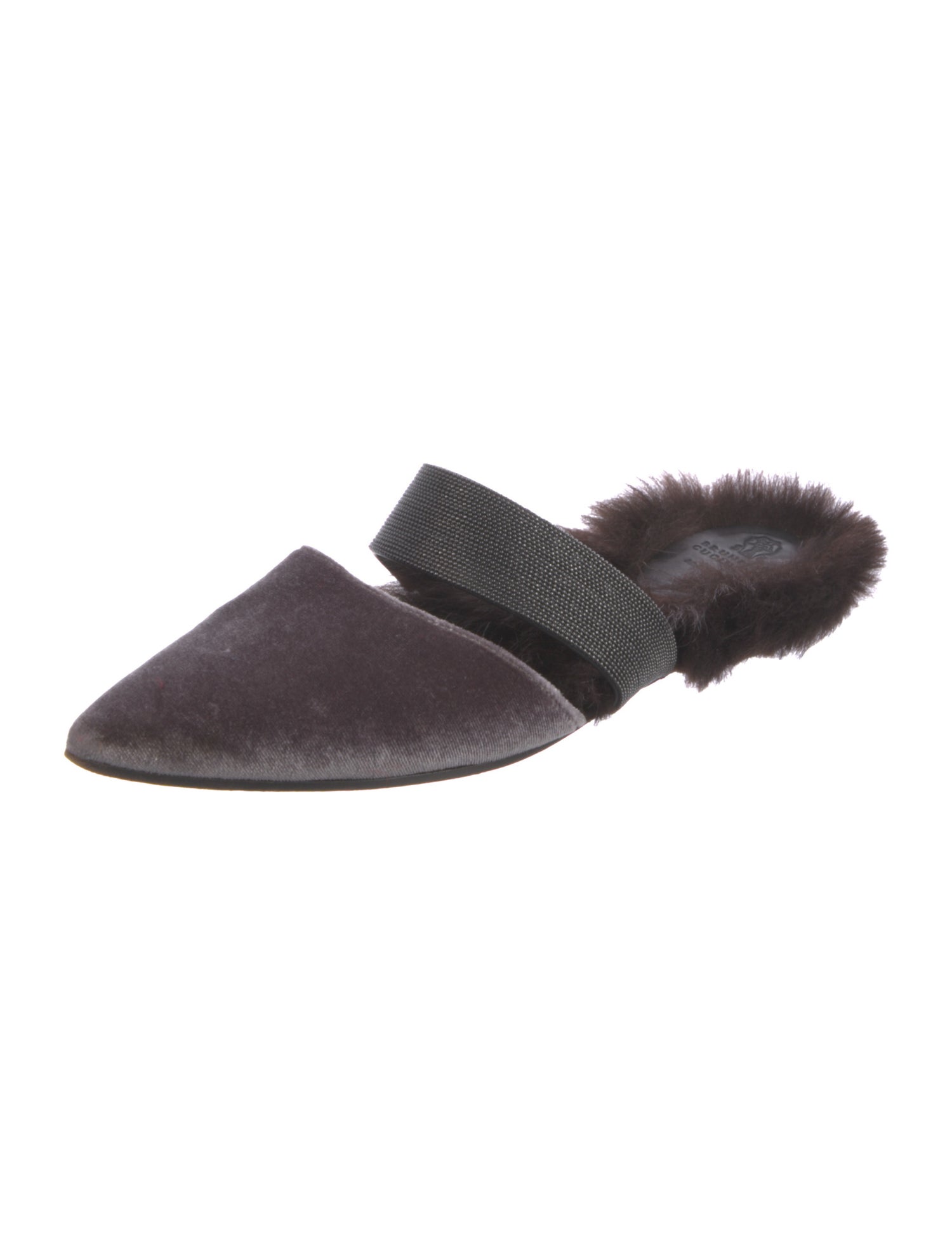 Brunello Cucinelli Monili Velvet Mules