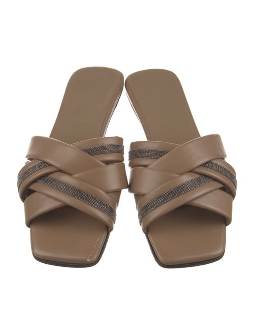 Brunello Cucinelli Monili Leather Slides