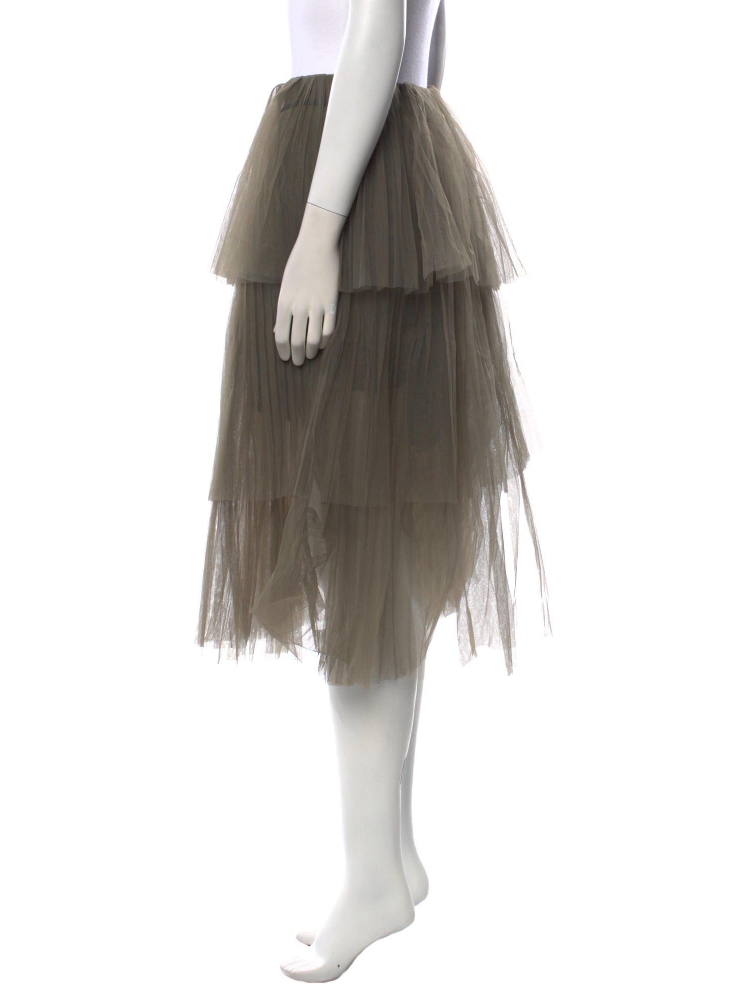 Brunello Cucinelli Mesh Accents Midi Length Skirt