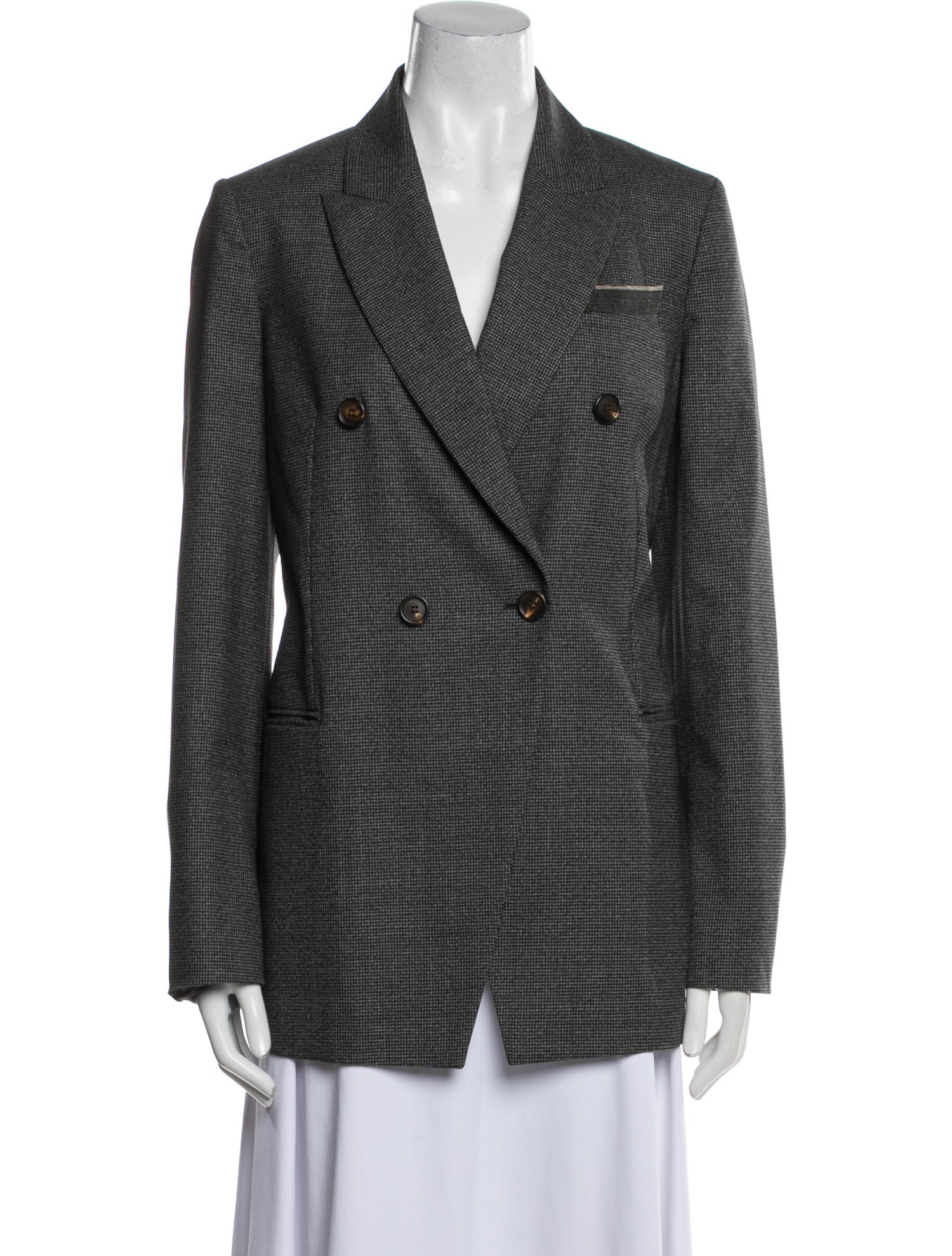 Brunello Cucinelli Virgin Wool Plaid Print Blazer