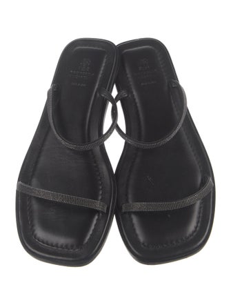 Brunello Cucinelli Monili Leather Slides