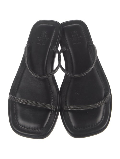 Brunello Cucinelli Monili Leather Slides