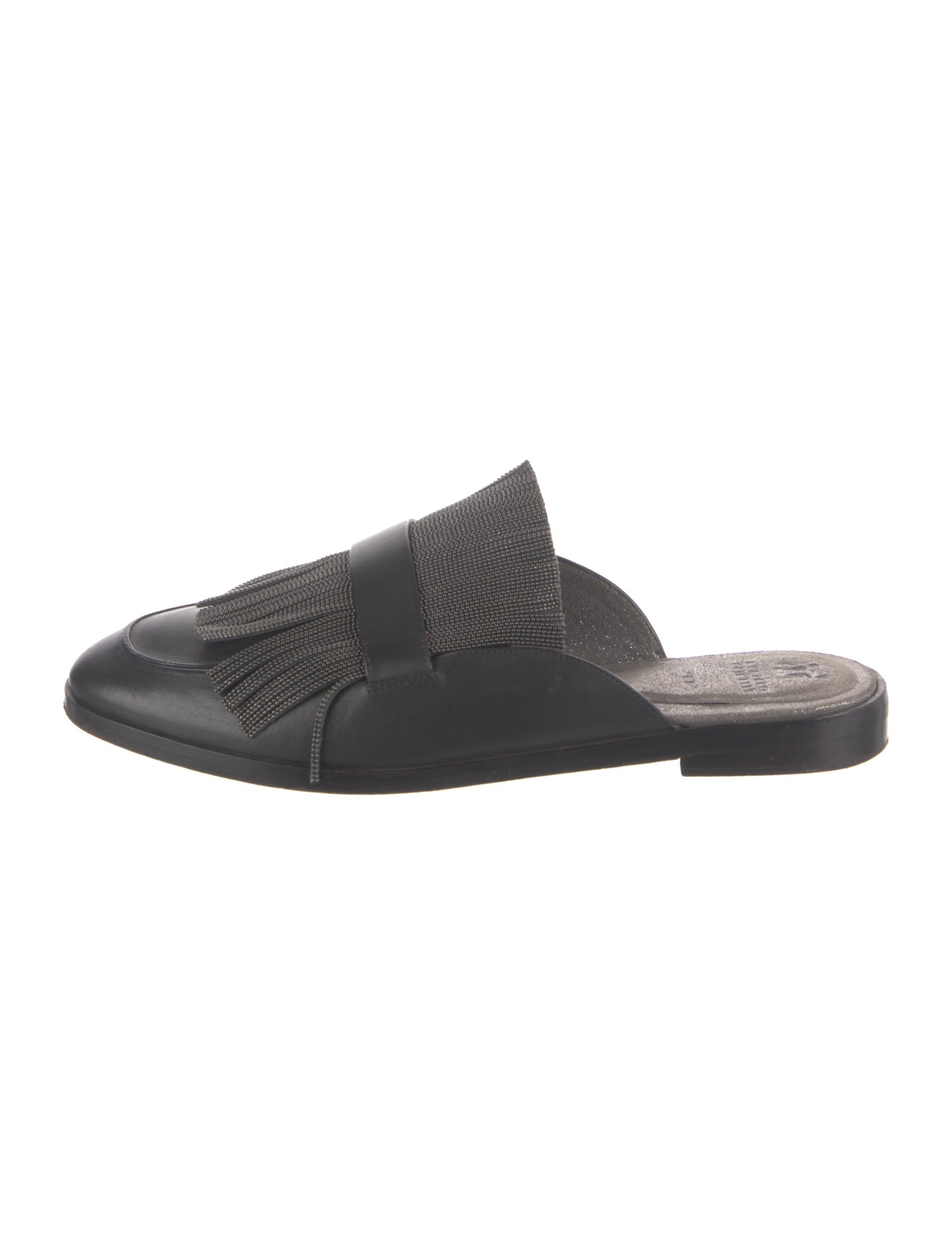 Brunello Cucinelli Leather Beaded Accents Mules