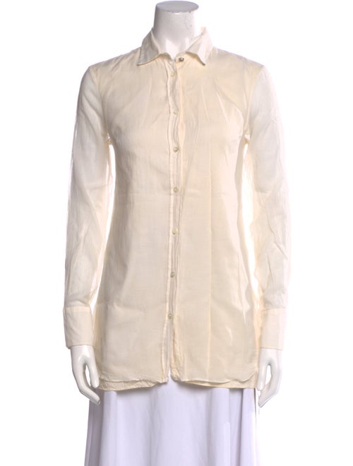 Brunello Cucinelli Silk Long Sleeve Button-Up Top
