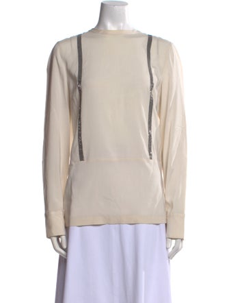 Brunello Cucinelli Silk Scoop Neck Top