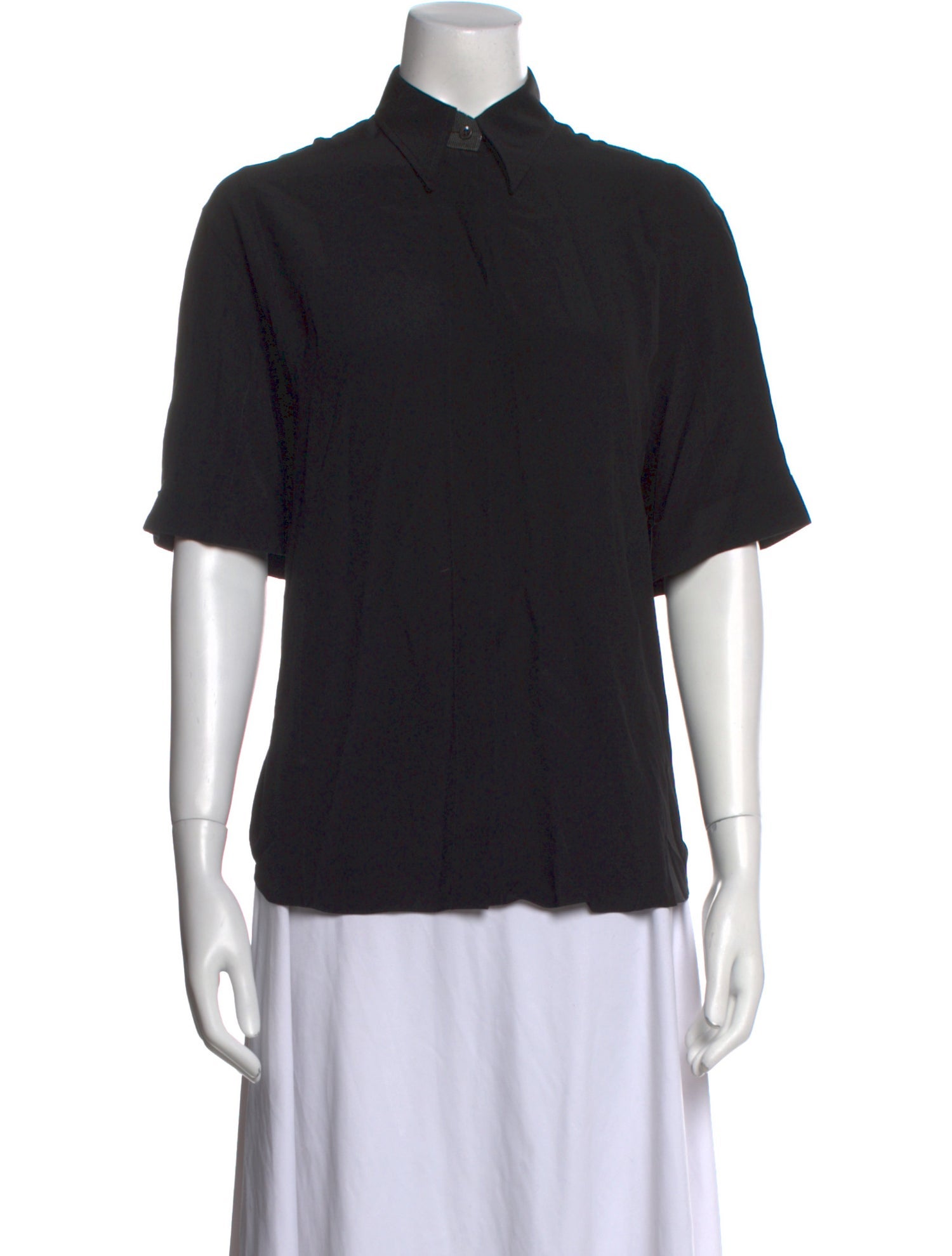 Brunello Cucinelli Silk Short Sleeve Button-Up Top w/ Tags