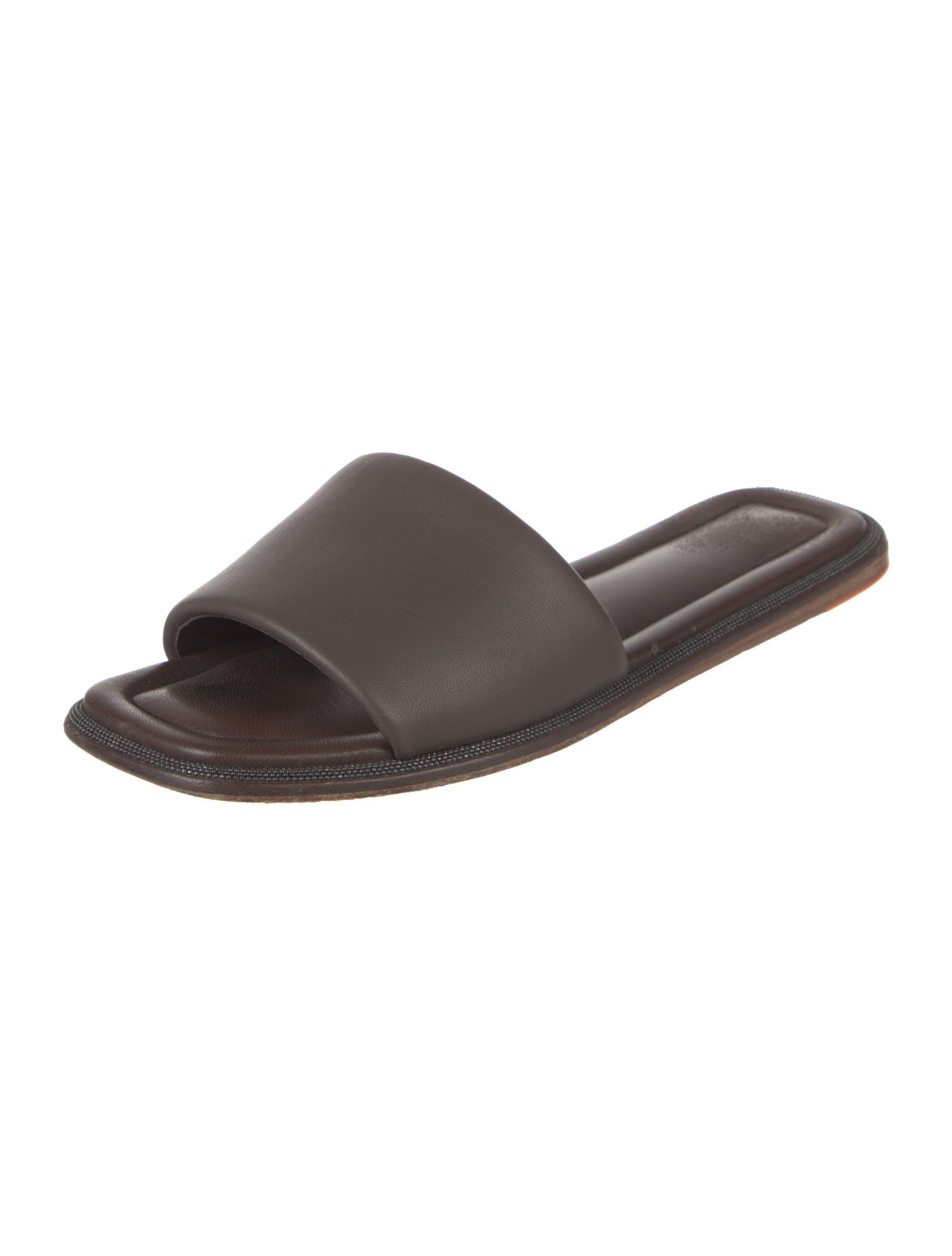 Brunello Cucinelli Monili Leather Slides