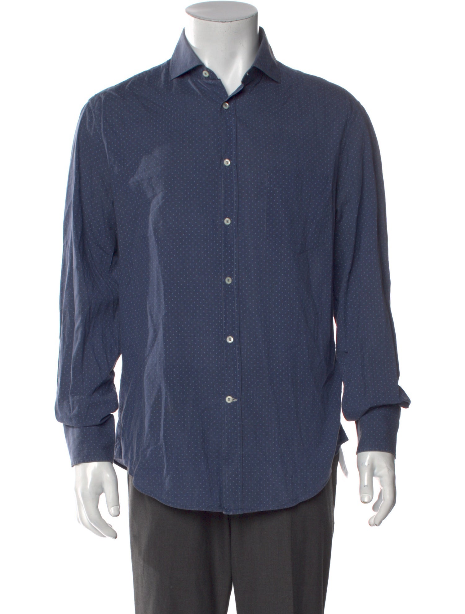 Brunello Cucinelli Polka Dot Print Long Sleeve Dress Shirt