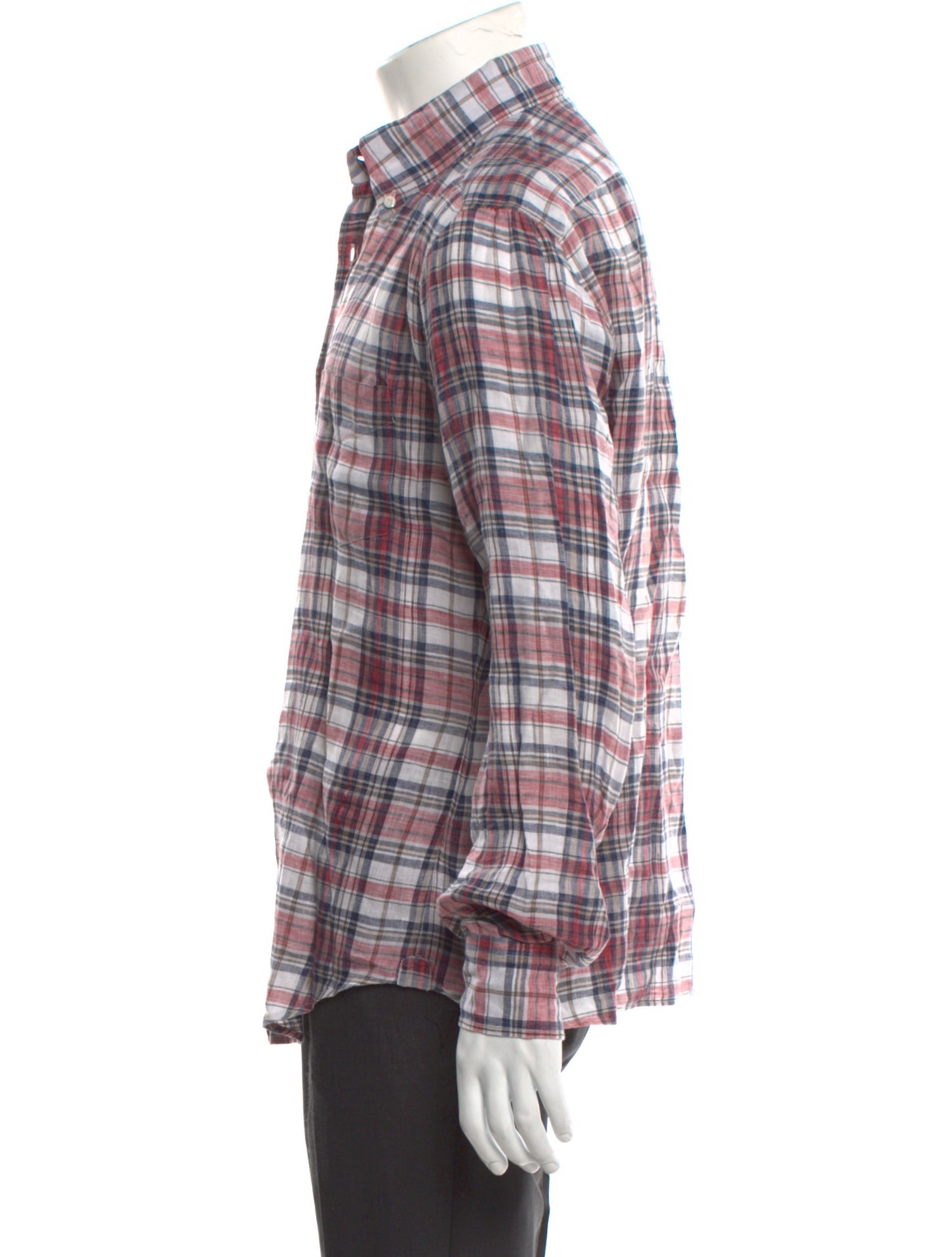 Brunello Cucinelli Linen Plaid Print Shirt