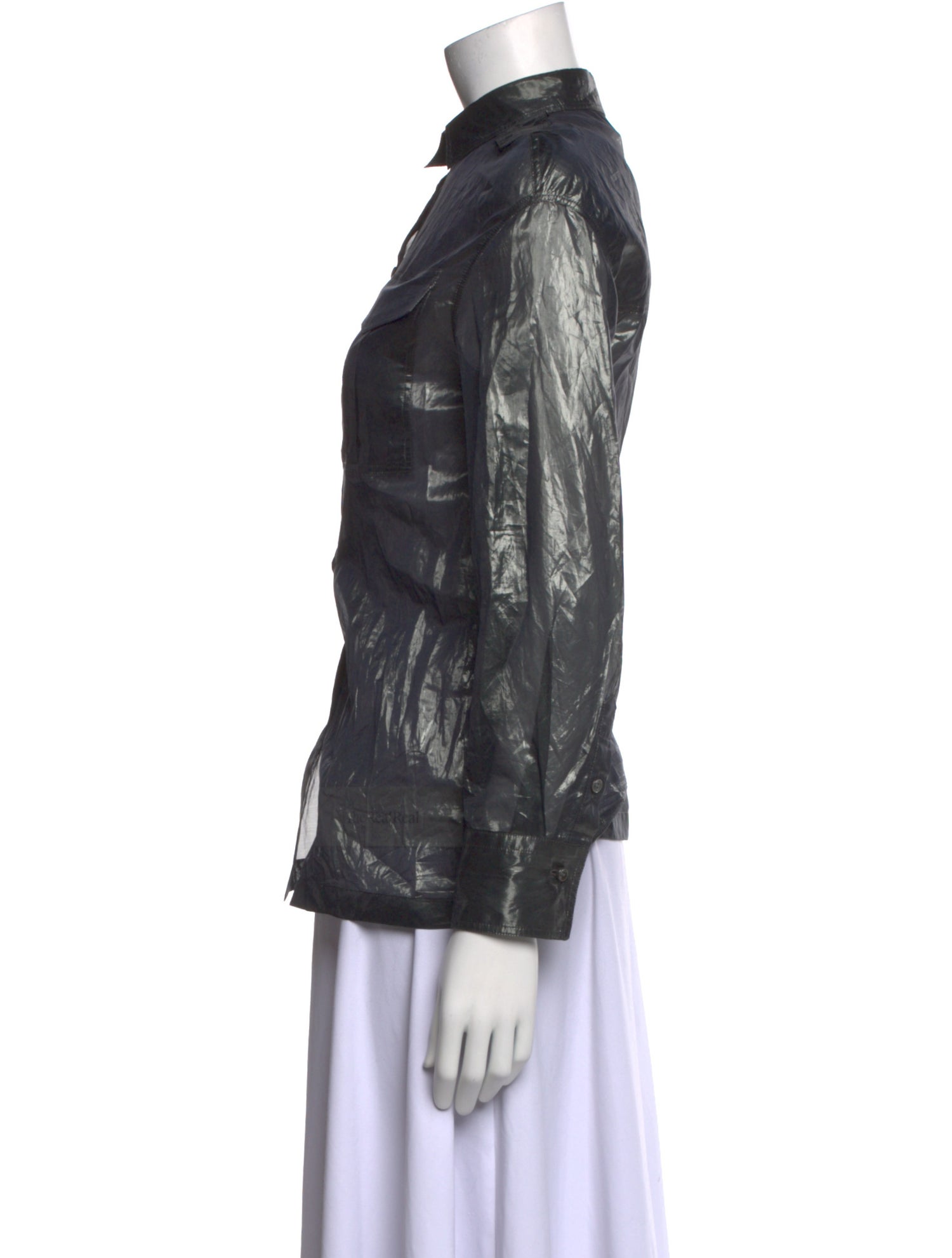 Brunello Cucinelli Silk Long Sleeve Button-Up Top