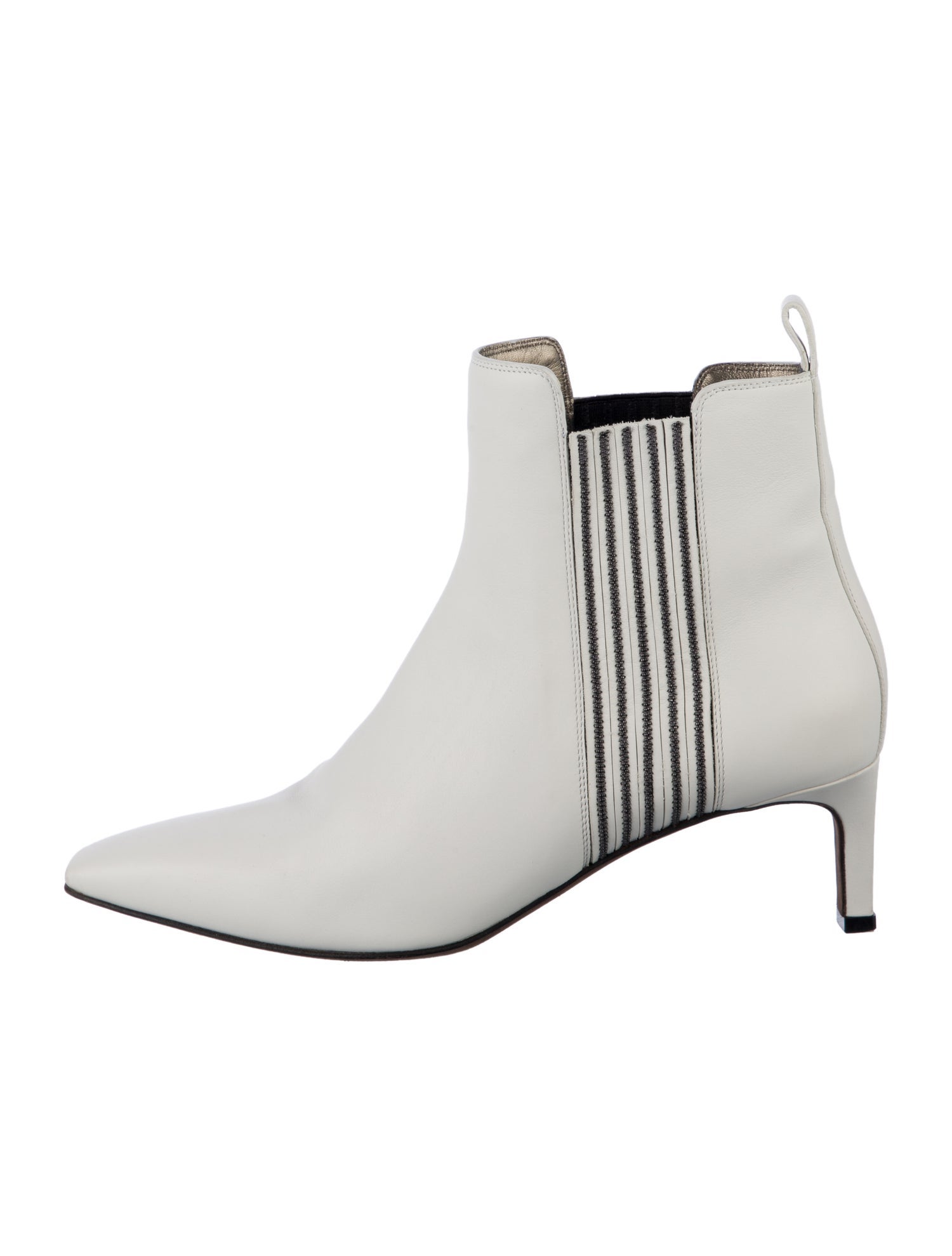 Brunello Cucinelli Leather Beaded Accents Chelsea Boots