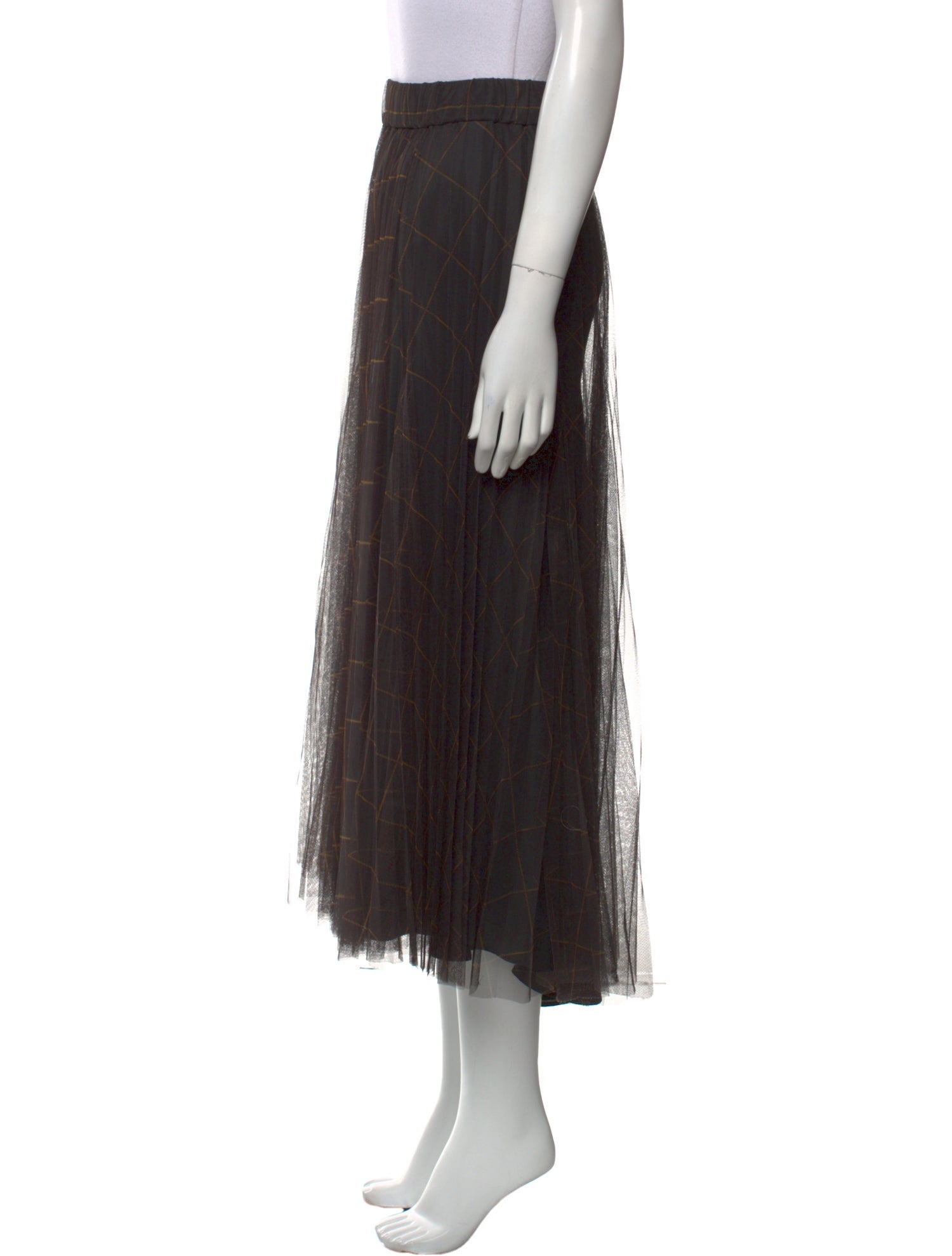 Brunello Cucinelli Plaid Print Midi Length Skirt