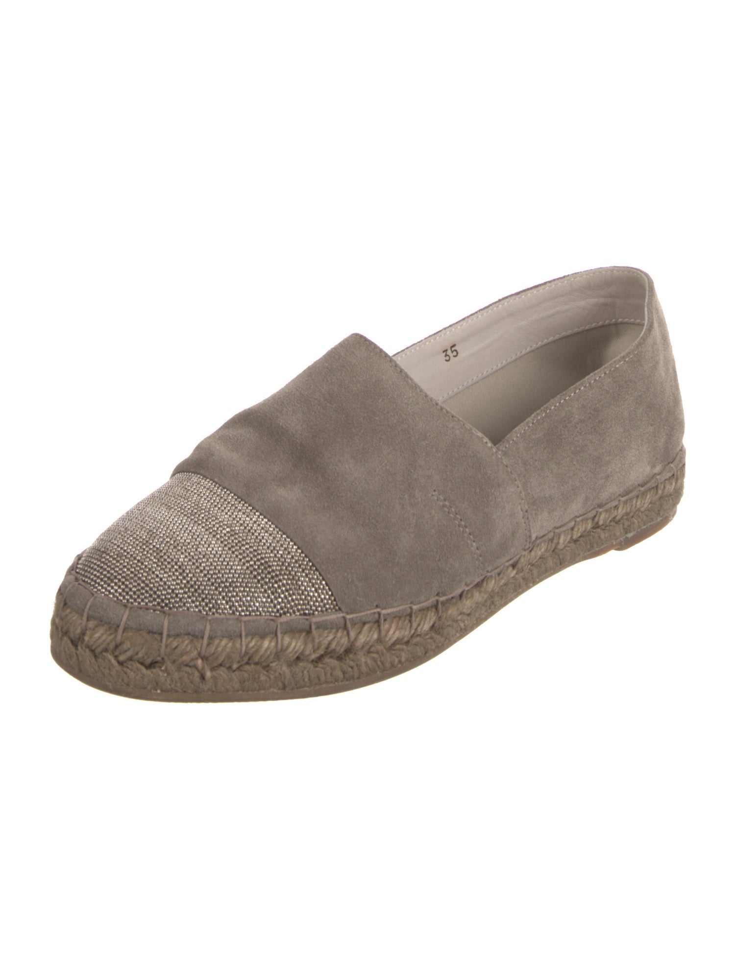 Brunello Cucinelli Suede Beaded Accents Espadrilles