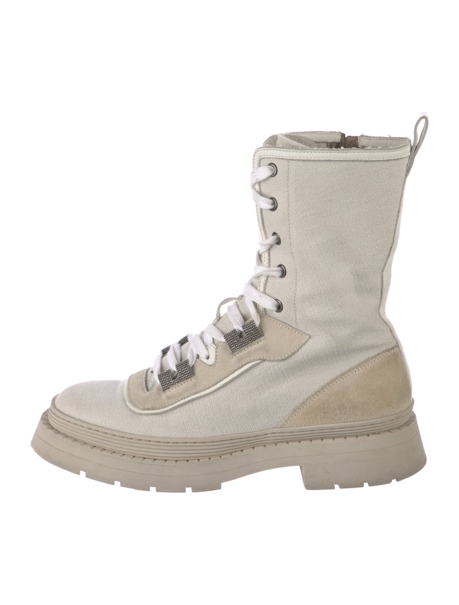 Brunello Cucinelli Monili Canvas Combat Boots