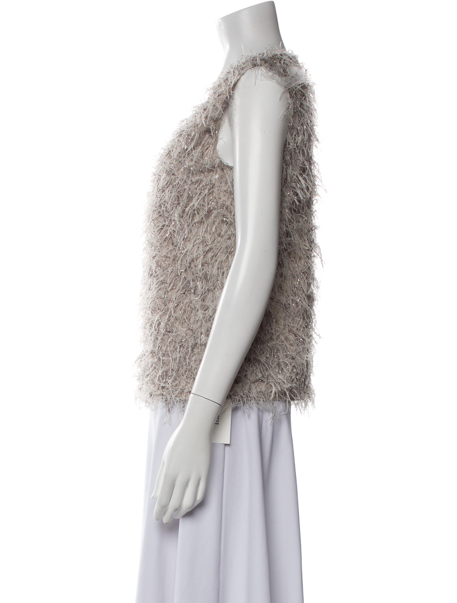 Brunello Cucinelli Lace Pattern Scoop Neck Top