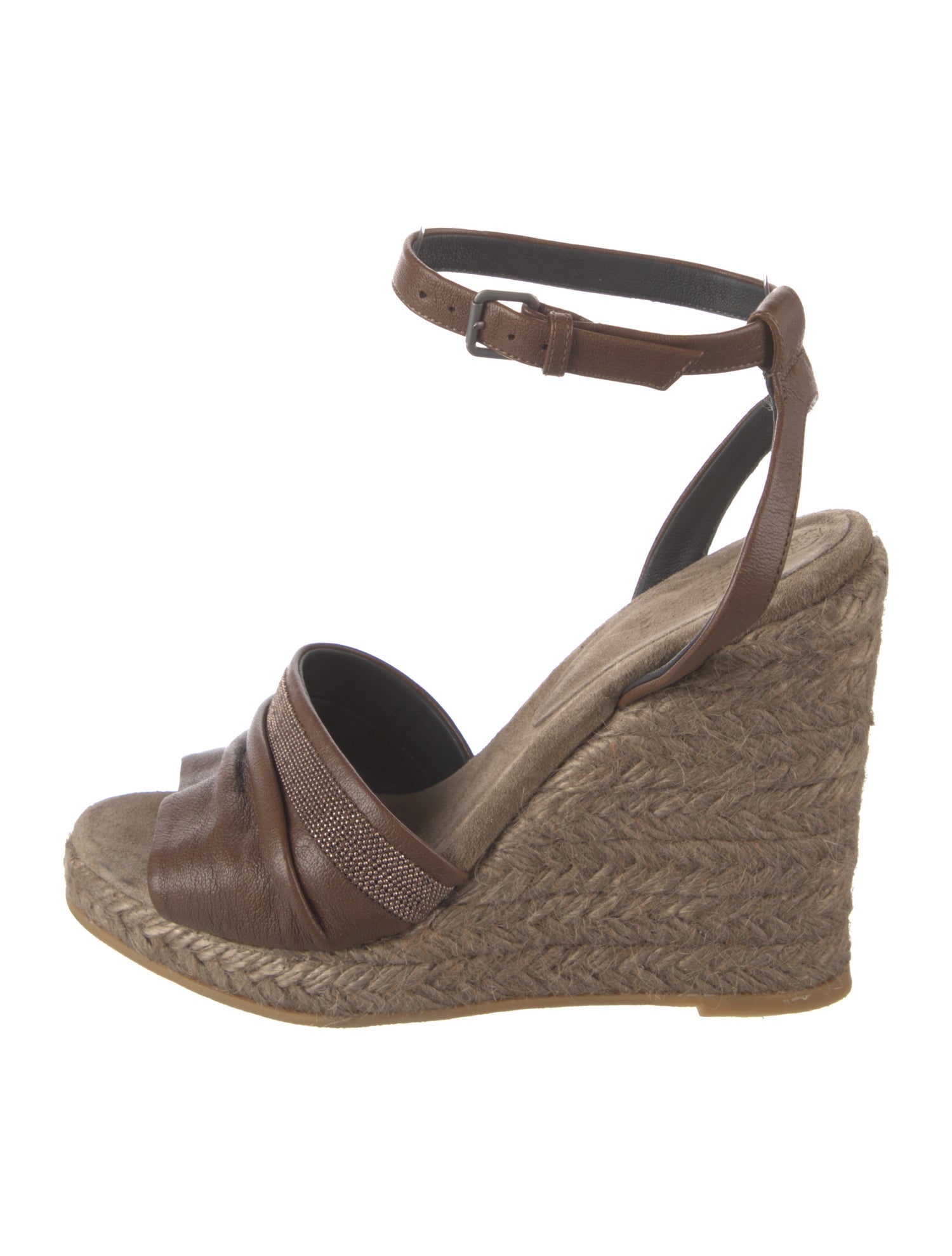 Brunello Cucinelli Leather Beaded Accents Slingback Pumps