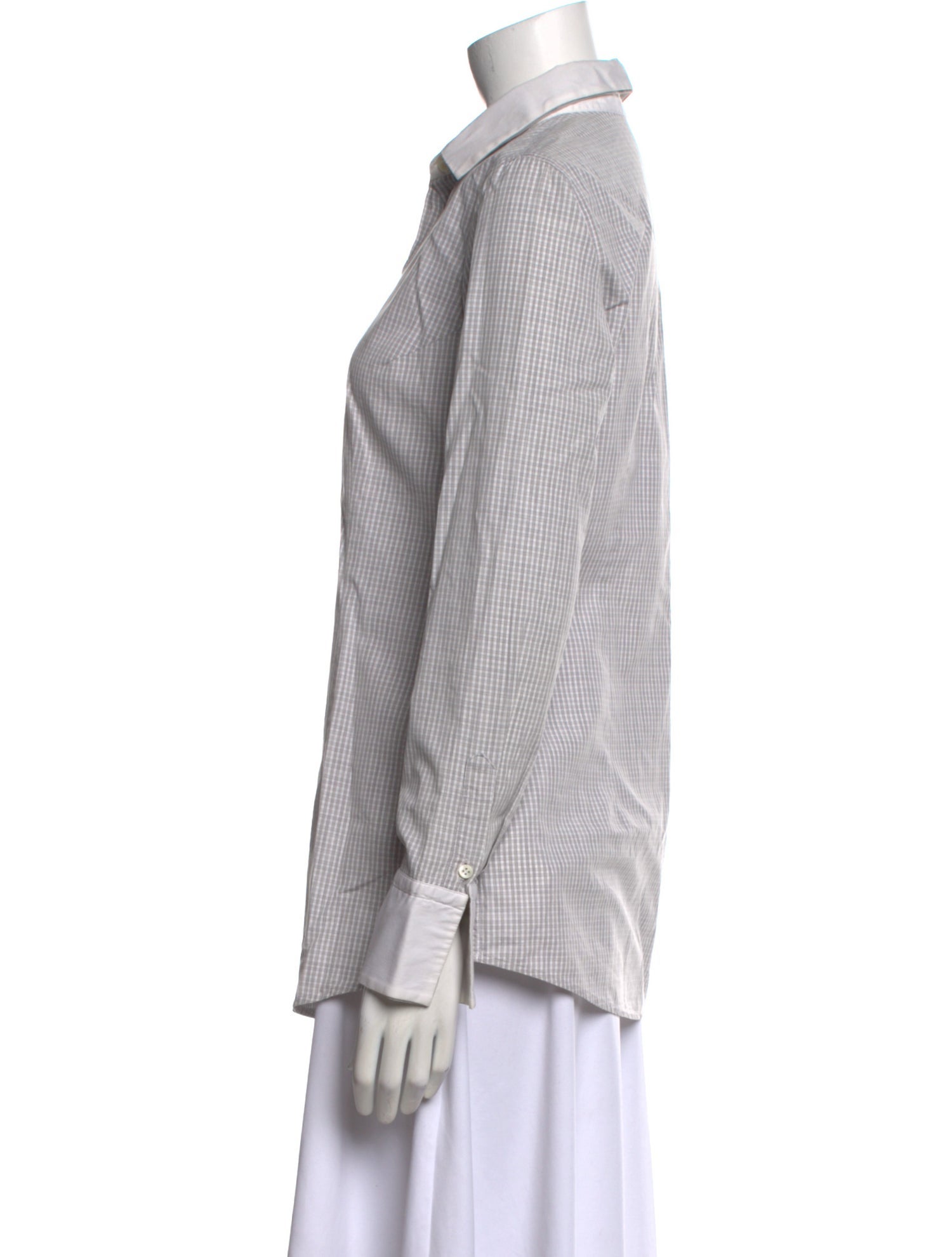 Brunello Cucinelli Plaid Print Long Sleeve Button-Up Top