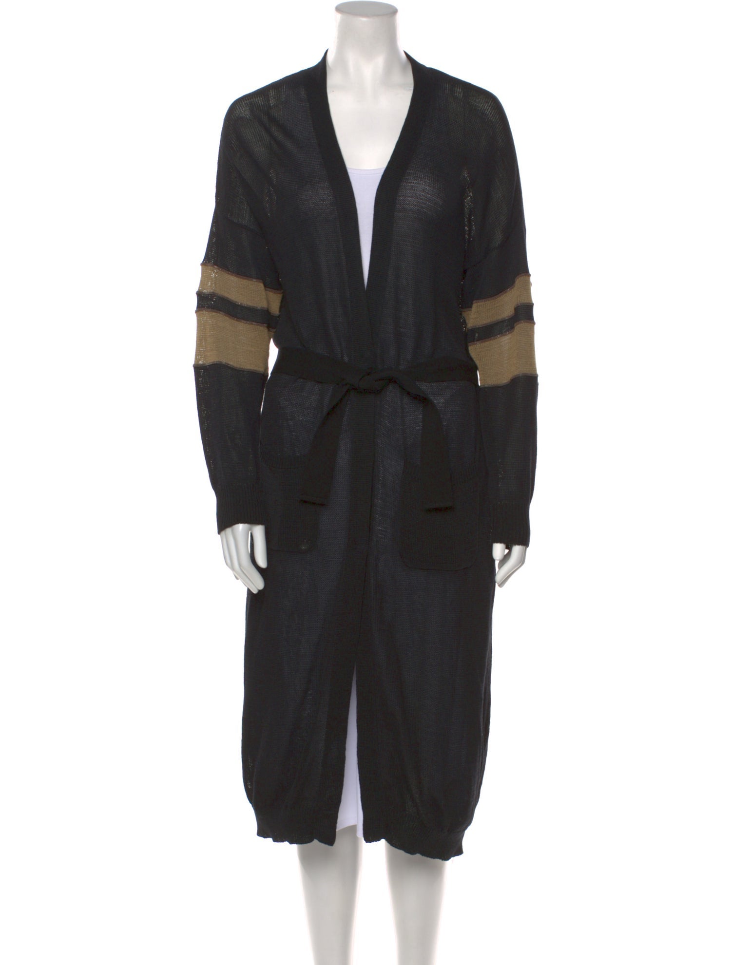 Brunello Cucinelli Striped Plunge Neckline Sweater