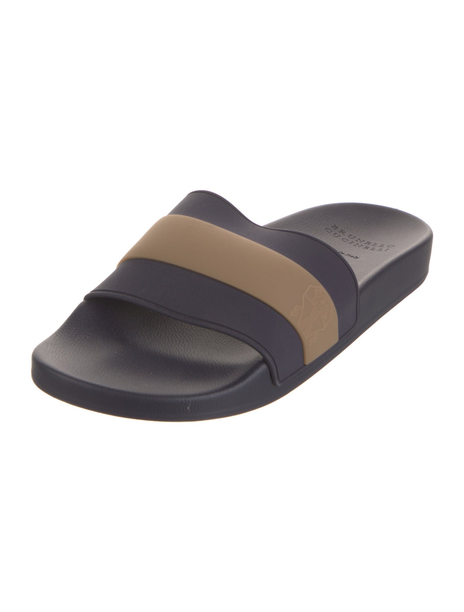 Brunello Cucinelli Rubber Colorblock Pattern Slides