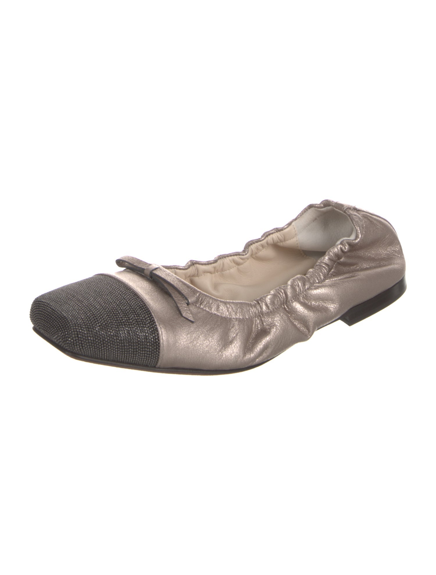 Brunello Cucinelli Monili Leather Ballet Flats