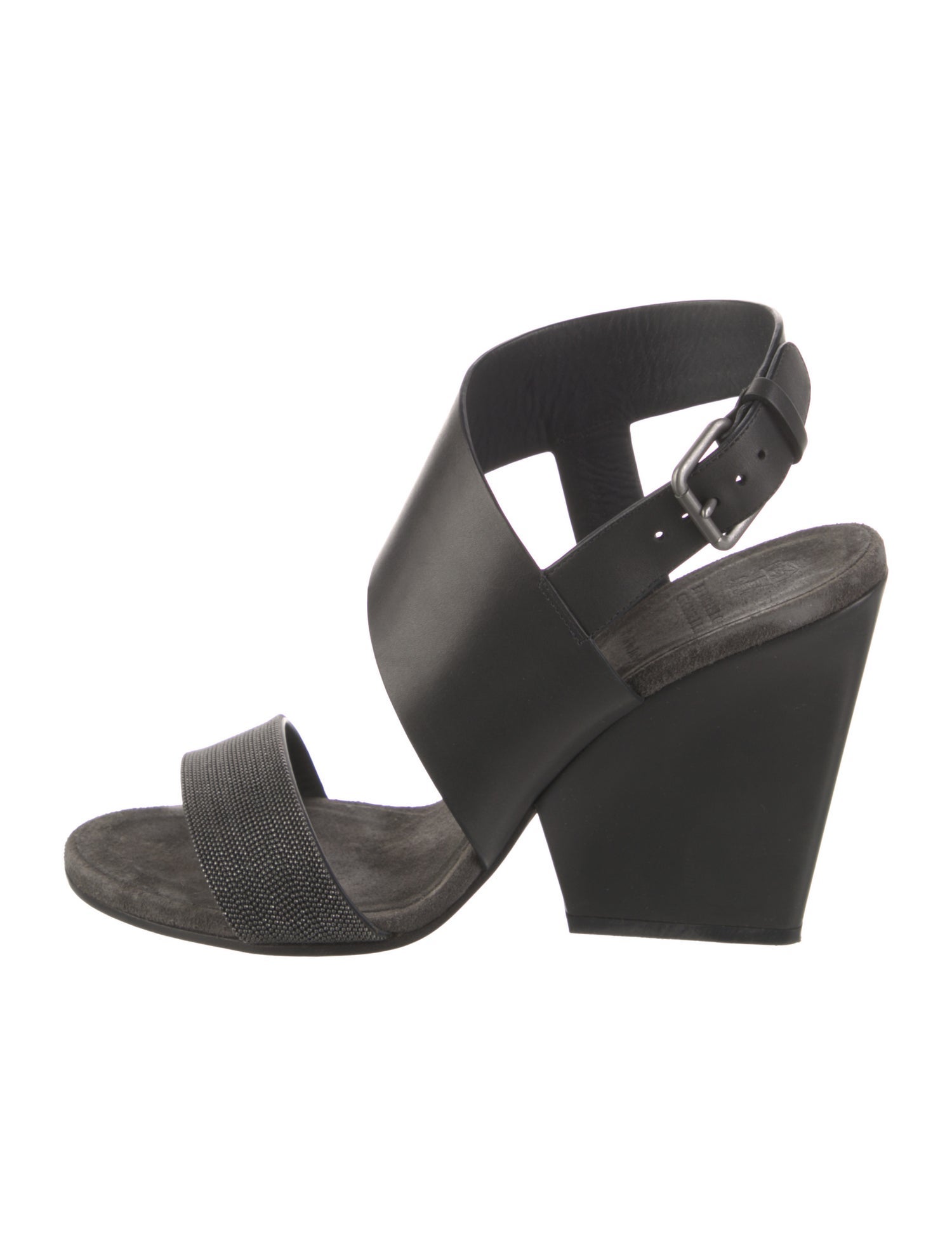 Brunello Cucinelli Monili Leather Slingback Sandals