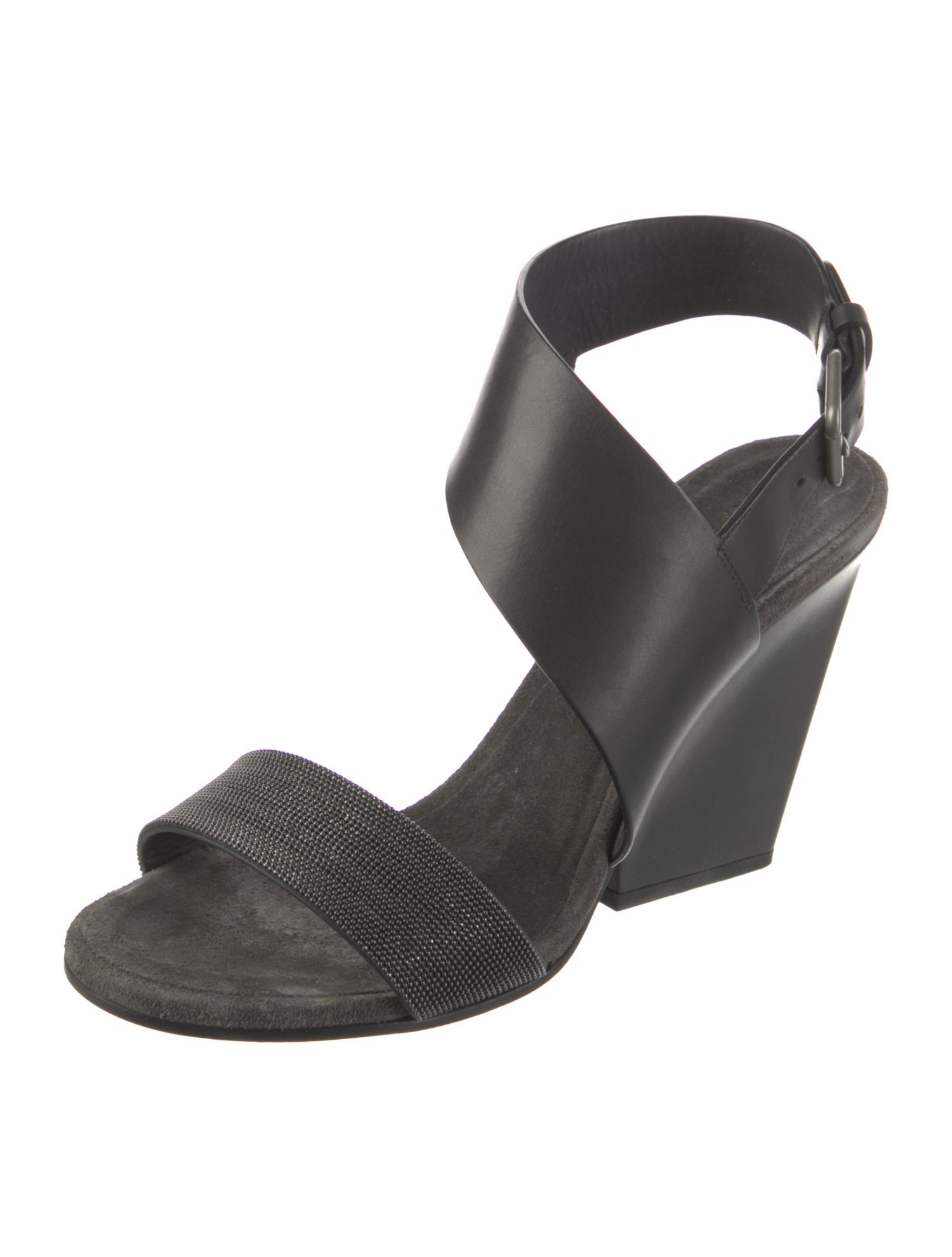 Brunello Cucinelli Monili Leather Slingback Sandals