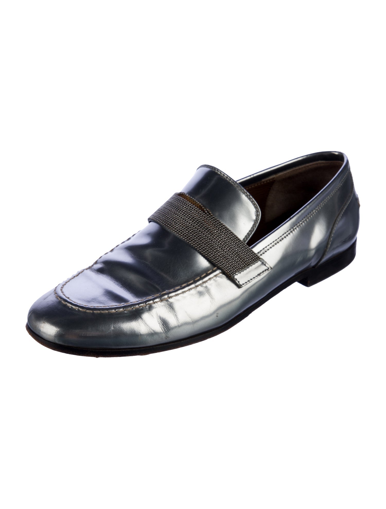 Brunello Cucinelli Monili Leather Loafers