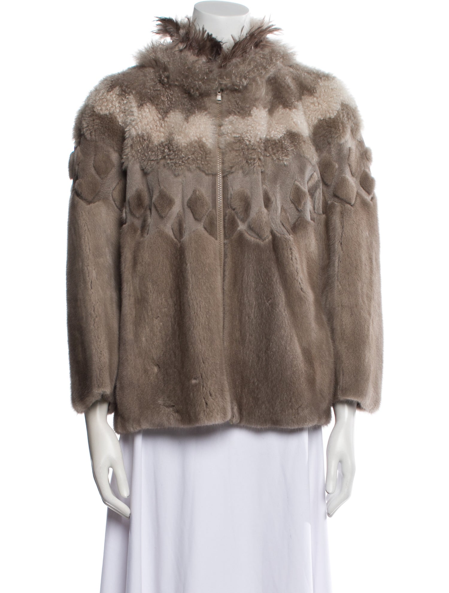 Brunello Cucinelli Silk Faux Fur Jacket