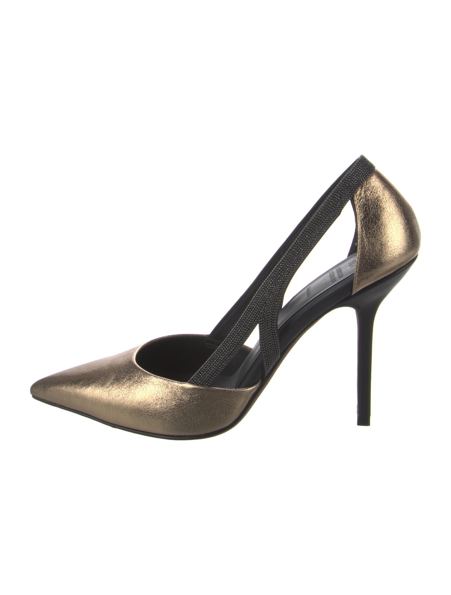 Brunello Cucinelli Monili Leather D'Orsay Pumps