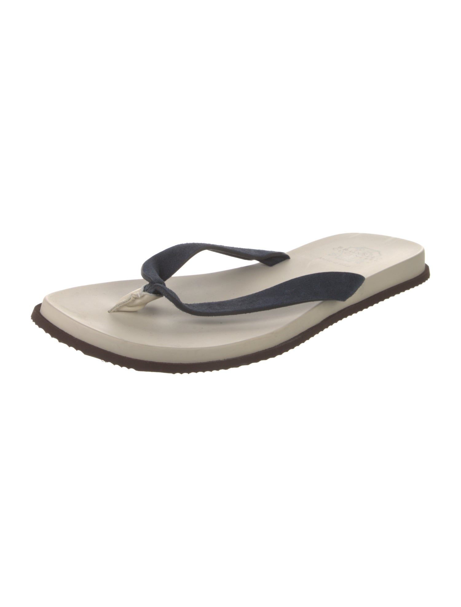 Brunello Cucinelli Suede Cutout Accent Flip Flops