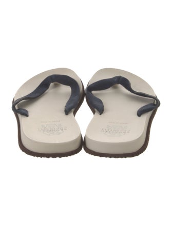 Brunello Cucinelli Suede Cutout Accent Flip Flops