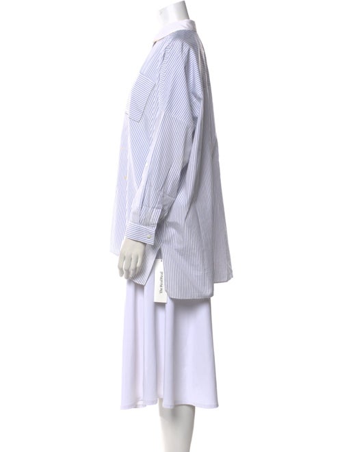 Brunello Cucinelli Striped Mock Neck Button-Up Top