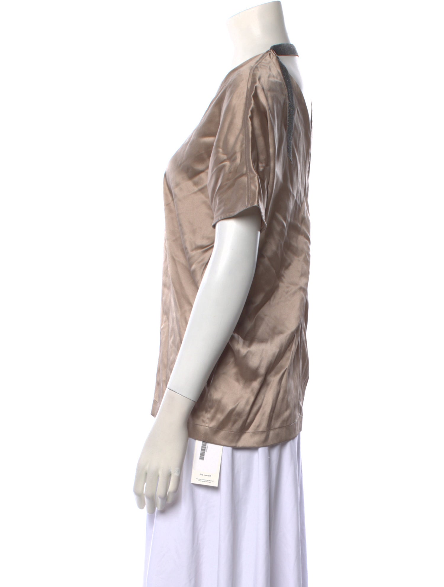 Brunello Cucinelli Silk V-Neck Blouse