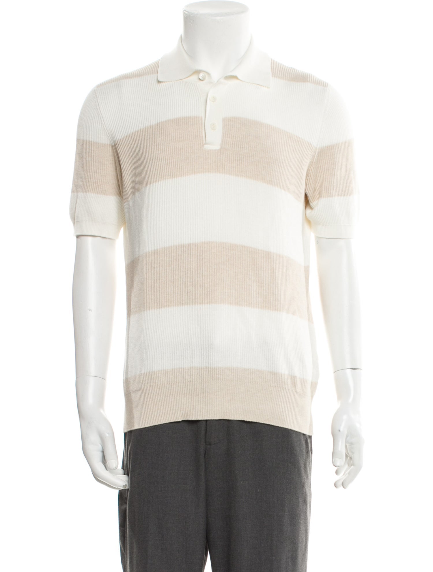Brunello Cucinelli Striped Crew Neck Polo Shirt