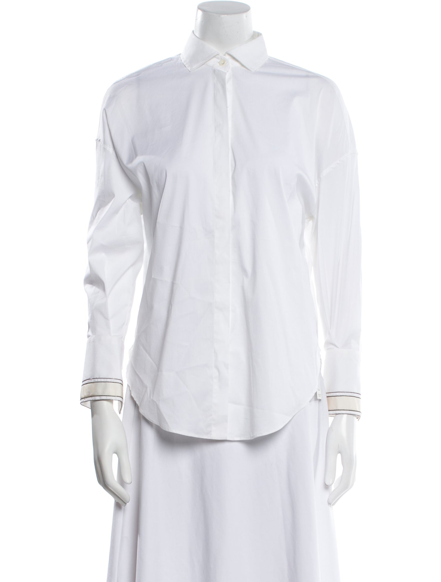 Brunello Cucinelli Long Sleeve Button-Up Top