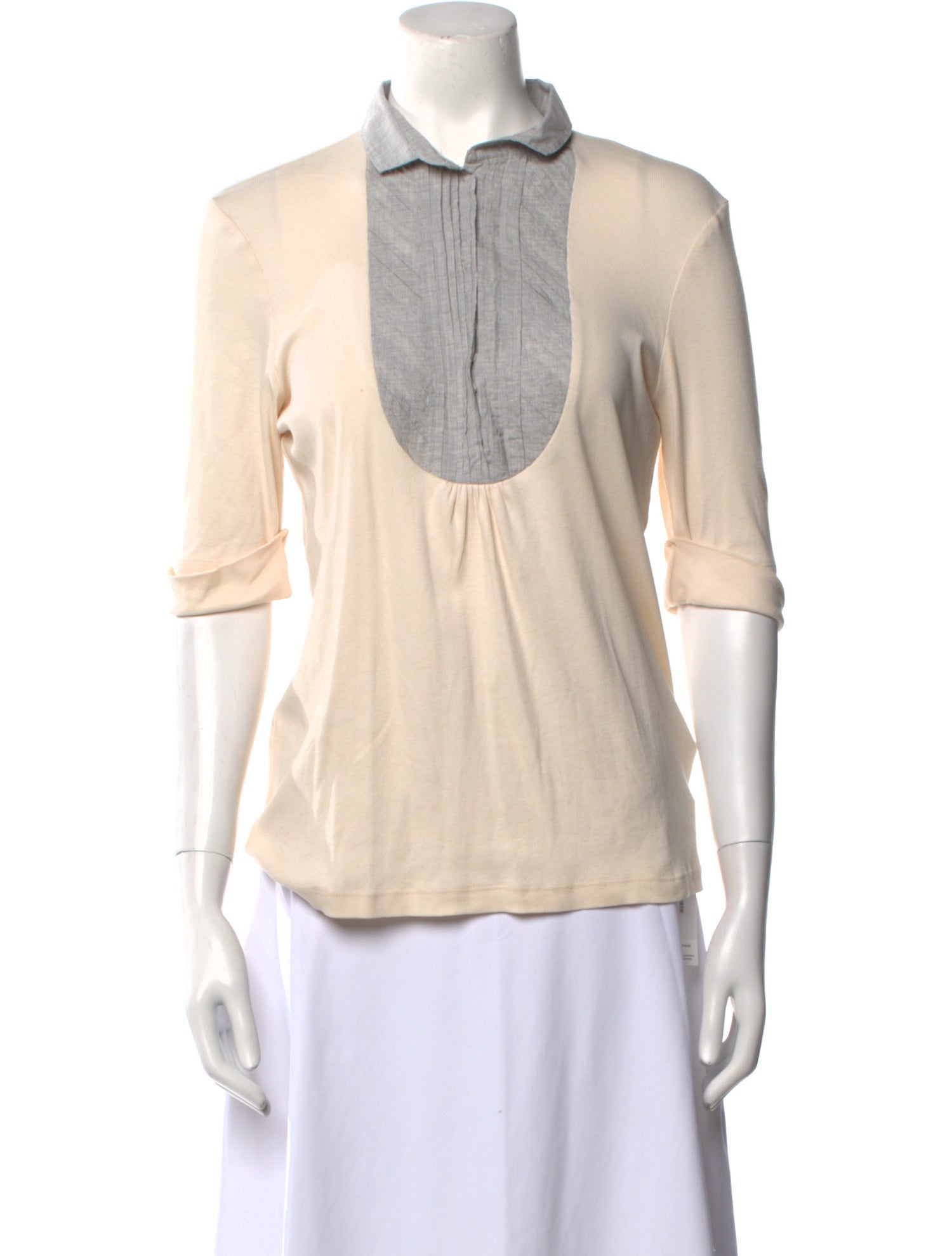 Brunello Cucinelli Scoop Neck Three-Quarter Sleeve Blouse