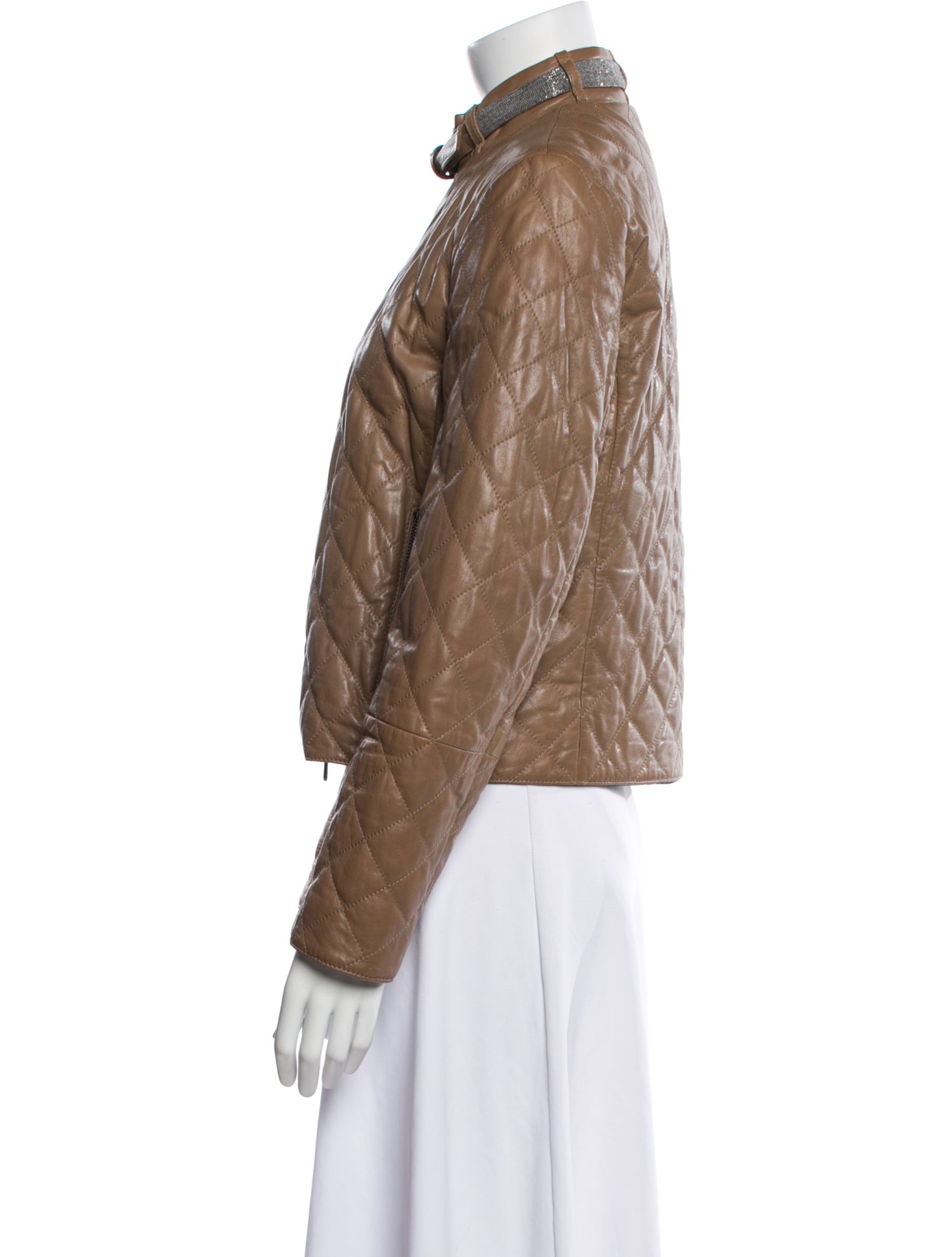 Brunello Cucinelli Leather Faux Fur Jacket