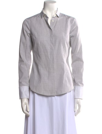 Brunello Cucinelli Plaid Print Long Sleeve Button-Up Top