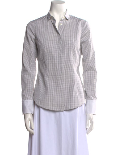 Brunello Cucinelli Plaid Print Long Sleeve Button-Up Top
