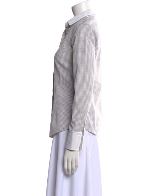 Brunello Cucinelli Plaid Print Long Sleeve Button-Up Top