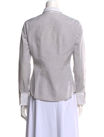 Brunello Cucinelli Plaid Print Long Sleeve Button-Up Top