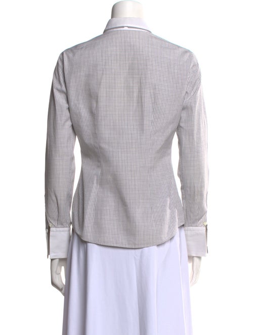 Brunello Cucinelli Plaid Print Long Sleeve Button-Up Top
