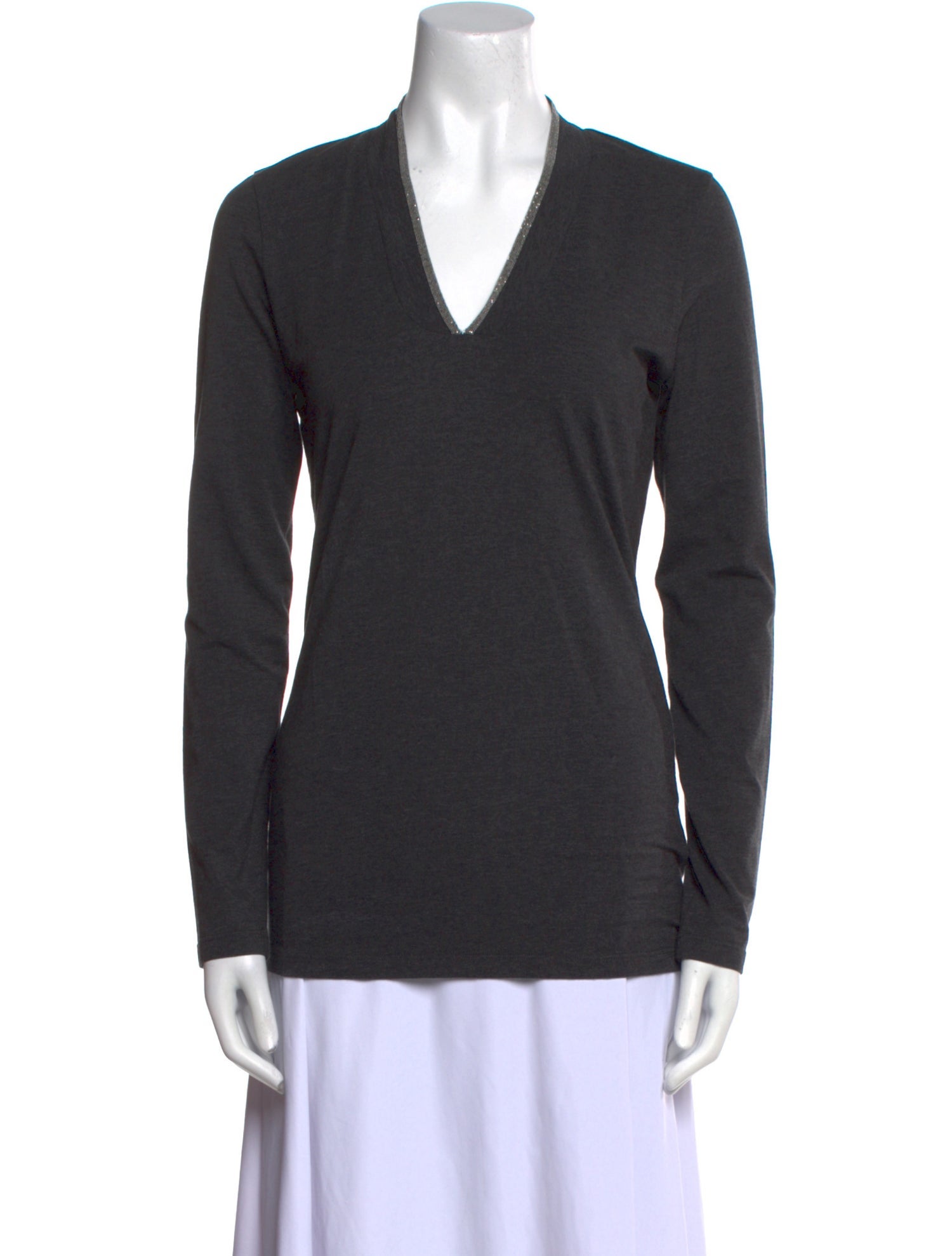 Brunello Cucinelli V-Neck Long Sleeve Top